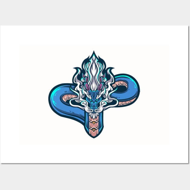 Blue Dragon Wall Art by Wavey's